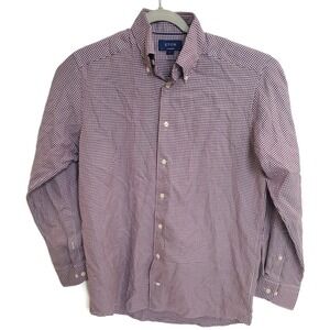 Eton Shirt Mens Small Red White Gingham Contemporary Long Sleeve‎ Button Down